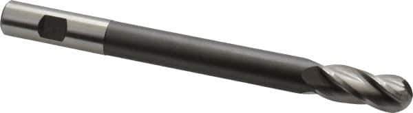 Hertel - 5/8" Diam, 1-1/2" LOC, 4 Flute High Speed Steel Ball End Mill - Uncoated, Single End, 7-1/8" OAL, 5/8" Shank Diam - Apex Tool & Supply