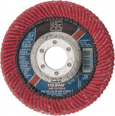 PFERD - 60 Grit, 4-1/2" Disc Diam, 7/8" Center Hole, Type 27 Ceramic Flap Disc - 13,300 Max RPM, Fiberglass Backing, Arbor Attaching System, Coated - Apex Tool & Supply