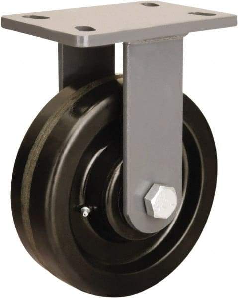 Hamilton - 8" Diam x 2-1/2" Wide x 10-1/4" OAH Top Plate Mount Rigid Caster - Phenolic, 2,000 Lb Capacity, Straight Roller Bearing, 5 x 7" Plate - Apex Tool & Supply