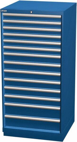 LISTA - 14 Drawer, Modular Storage Cabinet - Steel, 28-1/4" Wide x 28-1/2" Deep x 59-1/2" High, Blue - Apex Tool & Supply
