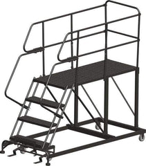 Ballymore - 98" 6 Step Single Entry Work Platform - Rolling Work Platform, 800 Lb Capacity, 60" Platform Height, 33" Base Width x 90" Base Depth, Heavy-Duty Serrated Grating - Apex Tool & Supply