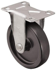 Albion - 3" Diam x 1-1/4" Wide x 3-13/16" OAH Top Plate Mount Rigid Caster - Hard Rubber, 225 Lb Capacity, Nylon Bearing, 2-5/16 x 4-7/8" Plate - Apex Tool & Supply