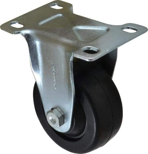 Shepherd - 3" Diam x 1-1/4" Wide x 4-1/4" OAH Top Plate Mount Rigid Caster - Soft Rubber, 150 Lb Capacity, Nylon Bearing, 2-5/8 x 3-3/4" Plate - Apex Tool & Supply
