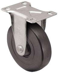 Shepherd - 5" Diam x 1-1/4" Wide x 6-1/4" OAH Top Plate Mount Rigid Caster - Hard Rubber, 280 Lb Capacity, Nylon Bearing, 2-5/8 x 3-3/4" Plate - Apex Tool & Supply