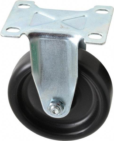 Shepherd - 4" Diam x 1-1/4" Wide x 5-1/4" OAH Top Plate Mount Rigid Caster - Polyolefin, 275 Lb Capacity, Plain Bearing, 2-5/8 x 3-3/4" Plate - Apex Tool & Supply