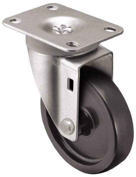 Shepherd - 3" Diam x 1-1/4" Wide x 4-1/4" OAH Top Plate Mount Swivel Caster - Polyolefin, 250 Lb Capacity, Plain Bearing, 2-5/8 x 3-3/4" Plate - Apex Tool & Supply