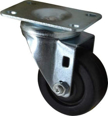 Shepherd - 3" Diam x 1-1/4" Wide x 4-1/4" OAH Top Plate Mount Swivel Caster - Soft Rubber, 150 Lb Capacity, Nylon Bearing, 2-5/8 x 3-3/4" Plate - Apex Tool & Supply
