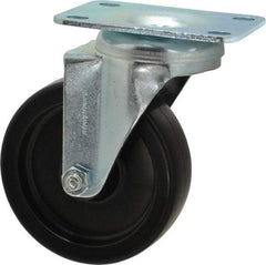 Shepherd - 4" Diam x 1-1/4" Wide x 5-1/4" OAH Top Plate Mount Swivel Caster - Polyolefin, 275 Lb Capacity, Plain Bearing, 2-5/8 x 3-3/4" Plate - Apex Tool & Supply