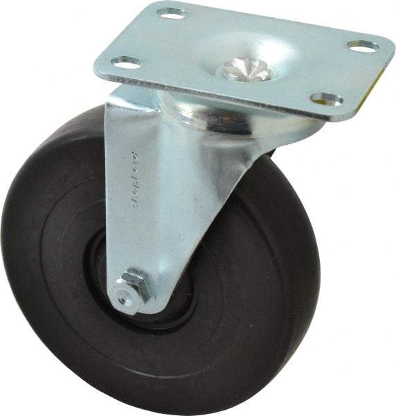 Shepherd - 5" Diam x 1-1/4" Wide x 6-1/4" OAH Top Plate Mount Swivel Caster - Polyolefin, 280 Lb Capacity, Nylon Bearing, 2-5/8 x 3-3/4" Plate - Apex Tool & Supply