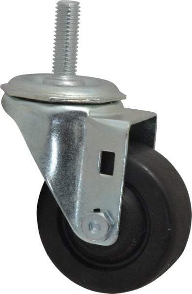 Shepherd - 3" Diam x 1-1/4" Wide x 4-1/8" OAH Stem Mount Swivel Caster - Hard Rubber, 250 Lb Capacity, Nylon Bearing, 1/2-13 x 1" Threaded Stem - Apex Tool & Supply