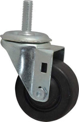 Shepherd - 3" Diam x 1-1/4" Wide x 4-1/8" OAH Stem Mount Swivel Caster - Hard Rubber, 250 Lb Capacity, Nylon Bearing, 1/2-13 x 1" Threaded Stem - Apex Tool & Supply