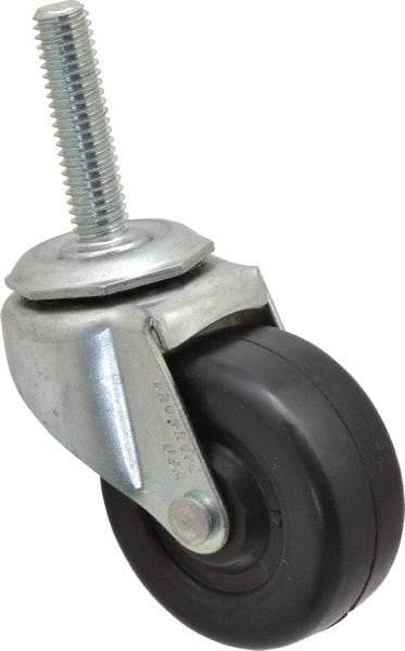 Shepherd - 2" Diam x 13/16" Wide x 2-5/8" OAH Stem Mount Swivel Caster - Soft Rubber, 80 Lb Capacity, Nylon Bearing, 3/8-16 x 1-1/2" Threaded Stem - Apex Tool & Supply