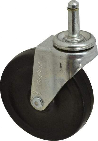 Shepherd - 4" Diam x 15/16" Wide x 4-3/4" OAH Stem Mount Swivel Caster - Soft Rubber, 125 Lb Capacity, Nylon Bearing, 7/16 x 1-7/16" Friction Stem - Apex Tool & Supply