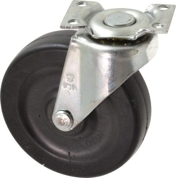 Shepherd - 3" Diam x 13/16" Wide x 3-1/2" OAH Top Plate Mount Swivel Caster - Soft Rubber, 110 Lb Capacity, Nylon Bearing, 1-3/16 x 2" Plate - Apex Tool & Supply