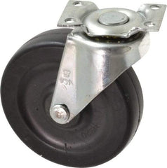 Shepherd - 3" Diam x 13/16" Wide x 3-1/2" OAH Top Plate Mount Swivel Caster - Soft Rubber, 110 Lb Capacity, Nylon Bearing, 1-3/16 x 2" Plate - Apex Tool & Supply
