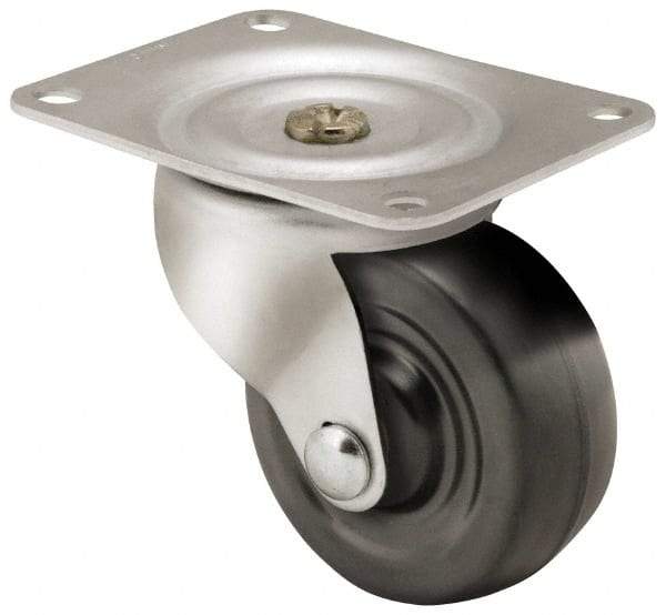 Shepherd - 3" Diam x 1-1/4" Wide x 3-13/16" OAH Top Plate Mount Swivel Caster - Soft Rubber, 150 Lb Capacity, Nylon Bearing, 3-1/8 x 4-1/8" Plate - Apex Tool & Supply