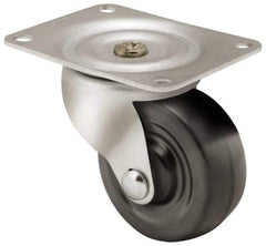 Shepherd - 3" Diam x 1-1/4" Wide x 3-13/16" OAH Top Plate Mount Swivel Caster - Soft Rubber, 150 Lb Capacity, Nylon Bearing, 3-1/8 x 4-1/8" Plate - Apex Tool & Supply