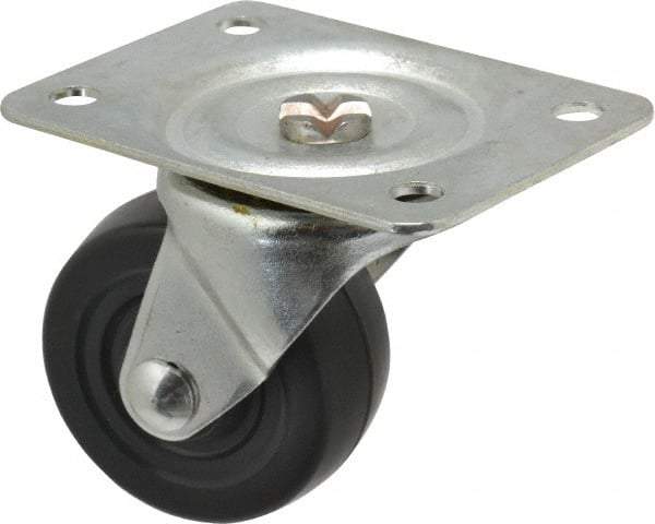 Shepherd - 2-1/2" Diam x 1-1/8" Wide x 3-1/4" OAH Top Plate Mount Swivel Caster - Hard Rubber, 175 Lb Capacity, Nylon Bearing, 2-3/4 x 3-7/8" Plate - Apex Tool & Supply