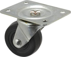 Shepherd - 2-1/2" Diam x 1-1/8" Wide x 3-1/4" OAH Top Plate Mount Swivel Caster - Hard Rubber, 175 Lb Capacity, Nylon Bearing, 2-3/4 x 3-7/8" Plate - Apex Tool & Supply