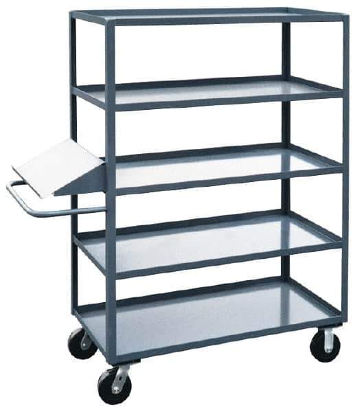 Jamco - 3,000 Lb Capacity, 5 Shelf, Steel Stock Truck - 36" Long x 72" Wide x 68" High, 6" Diam Phenolic Wheels - Apex Tool & Supply
