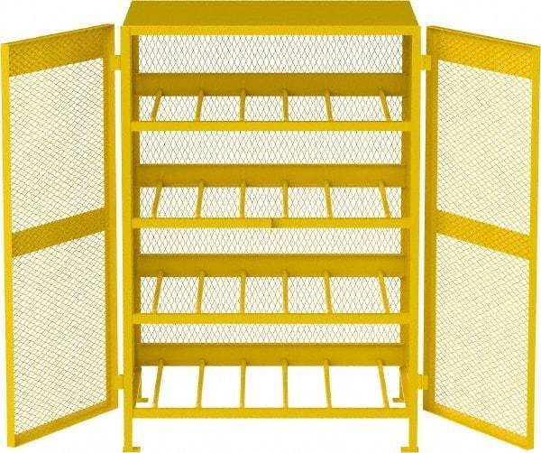 Jamco - 4 Shelf Gas Cylinder Storage Cabinet - Steel, 49" Wide x 38" Deep x 70" High, Safety Yellow - Apex Tool & Supply