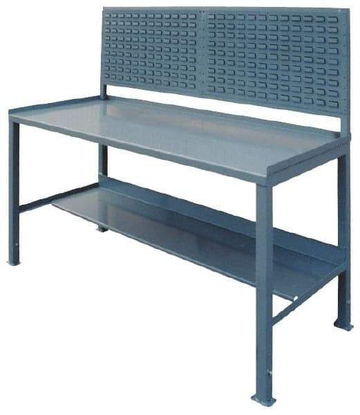 Jamco - 72 Wide x 36" Deep x 53" High, 12 Gauge Steel Heavy-Duty Workbench with Louvered Panel - 12 Gauge Steel Top, Fixed Legs, Gray - Apex Tool & Supply
