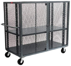 Jamco - 3,000 Lb Capacity, 2 Shelf, Steel Mesh Security Truck - 48" Long x 24" Wide x 57" High, 6" Diam Wheels - Apex Tool & Supply