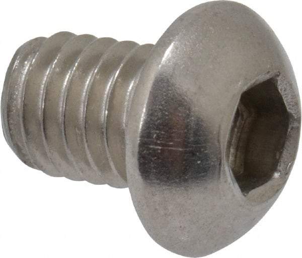 Value Collection - M6x1.00 Metric Coarse Hex Socket Drive, Button Screw - Grade 18-8 & Austenitic A2 Stainless Steel, Uncoated, Fully Threaded, 8mm Length Under Head - Apex Tool & Supply