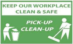 NMC - Keep Our Workplace Clean & Safe - Pick-Up - Clean-Up, 60 Inch Long x 36 Inch High, Safety Banner - Polyethylene, English, Printed on 1 Side - Apex Tool & Supply