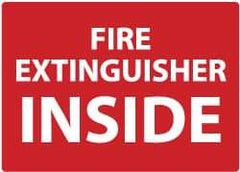 NMC - Fire Extinguisher Inside, Pressure Sensitive Vinyl Fire Sign - 14" Wide x 10" High - Apex Tool & Supply