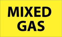 NMC - Hazardous Materials Label - Legend: Mixed Gas, English, Black & Yellow, 5" Long x 3" High, Sign Muscle Finish - Apex Tool & Supply