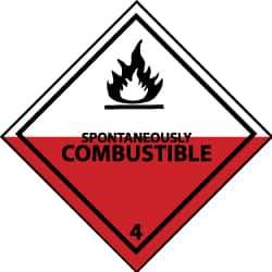 NMC - Spontaneously Combustible DOT Shipping Label - 4" High x 4" Wide - Apex Tool & Supply