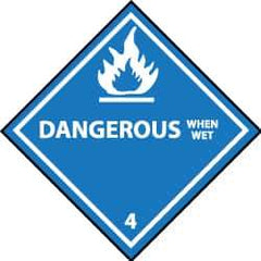 NMC - Dangerous When Wet DOT Shipping Label - 4" High x 4" Wide - Apex Tool & Supply
