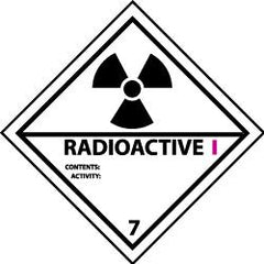 NMC - Accident Prevention Label - Legend: Radioactive I Contents: Activity:, English, Black, Magenta & White, 4" Long x 4" High, Sign Muscle Finish - Apex Tool & Supply
