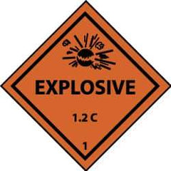 NMC - Accident Prevention Label - Legend: Explosive 1.2C, English, Black & Orange, 4" Long x 4" High, Sign Muscle Finish - Apex Tool & Supply