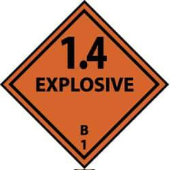 NMC - Accident Prevention Label - Legend: 1.4 Explosive B, English, Black & Orange, 4" Long x 4" High, Sign Muscle Finish - Apex Tool & Supply