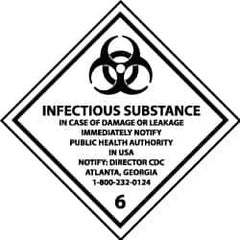 NMC - Infectious Substance - In Case of Damage or Leakage Immediately Notify Public Authority in U.S.A. - Notify: Director... DOT Shipping Label - 4" High x 4" Wide - Apex Tool & Supply