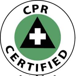 NMC - CPR Certified, Hard Hat Label - White & Black on Green, 2" Thick, For Accident Prevention - Apex Tool & Supply