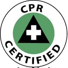 NMC - CPR Certified, Hard Hat Label - White & Black on Green, 2" Thick, For Accident Prevention - Apex Tool & Supply