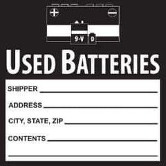 NMC - Hazardous Materials Label - Legend: Used Batteries, English, Black & White, 6" Long x 6" High, Sign Muscle Finish - Apex Tool & Supply