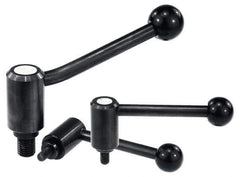 KIPP - M10 x 1.5, 0.94" Hub Diam, Steel Threaded Stud Adjustable Tension Lever with 20° Handle - 1.57" Stud Length, 3.46" OAL, 2.3" High - Apex Tool & Supply