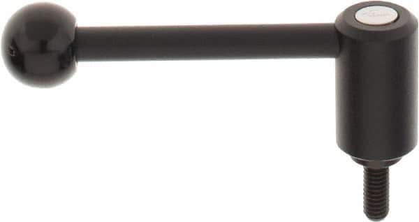 KIPP - 5/16-18, 0.94" Hub Diam, Steel Threaded Stud Adjustable Tension Lever with 0° Handle - 0.78" Stud Length, 3.62" OAL, 1.46" High - Apex Tool & Supply