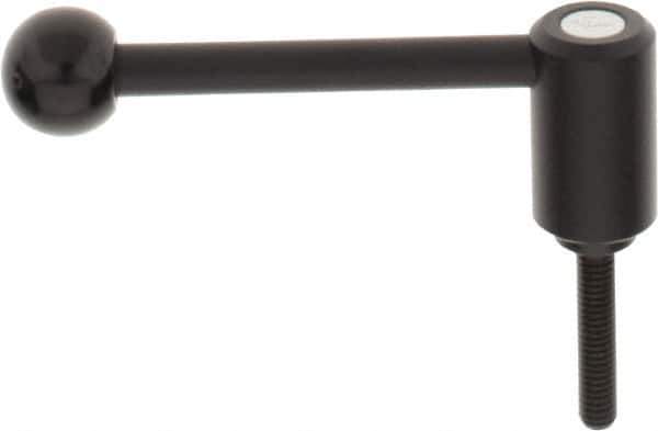 KIPP - 5/16-18, 0.94" Hub Diam, Steel Threaded Stud Adjustable Tension Lever with 0° Handle - 1.57" Stud Length, 3.62" OAL, 1.46" High - Apex Tool & Supply