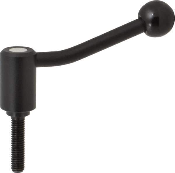 KIPP - 3/8-16, 0.94" Hub Diam, Steel Threaded Stud Adjustable Tension Lever with 20° Handle - 1.57" Stud Length, 3.46" OAL, 2.3" High - Apex Tool & Supply