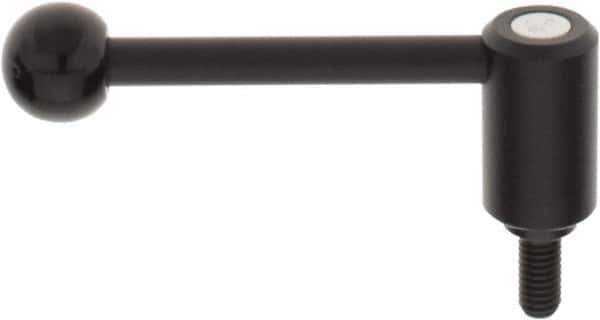 KIPP - 3/8-16, 0.94" Hub Diam, Steel Threaded Stud Adjustable Tension Lever with 0° Handle - 0.78" Stud Length, 3.62" OAL, 1.46" High - Apex Tool & Supply