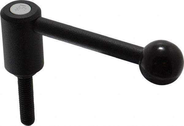 KIPP - 3/8-16, 0.94" Hub Diam, Steel Threaded Stud Adjustable Tension Lever with 0° Handle - 1.57" Stud Length, 3.62" OAL, 1.46" High - Apex Tool & Supply