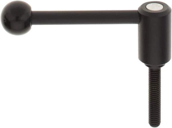 KIPP - 3/8-16, 0.94" Hub Diam, Steel Threaded Stud Adjustable Tension Lever with 0° Handle - 1.97" Stud Length, 3.62" OAL, 1.46" High - Apex Tool & Supply