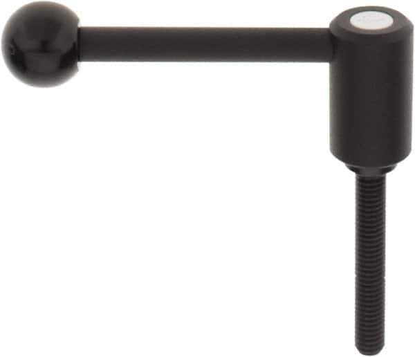 KIPP - 3/8-16, 0.94" Hub Diam, Steel Threaded Stud Adjustable Tension Lever with 0° Handle - 2.36" Stud Length, 3.62" OAL, 1.46" High - Apex Tool & Supply