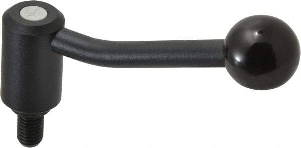 KIPP - 1/2-13, 1.1" Hub Diam, Steel Threaded Stud Adjustable Tension Lever with 20° Handle - 0.78" Stud Length, 4.17" OAL, 2.7" High - Apex Tool & Supply