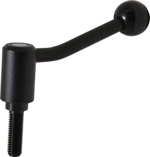 KIPP - 1/2-13, 1.1" Hub Diam, Steel Threaded Stud Adjustable Tension Lever with 20° Handle - 1.57" Stud Length, 4.17" OAL, 2.7" High - Apex Tool & Supply